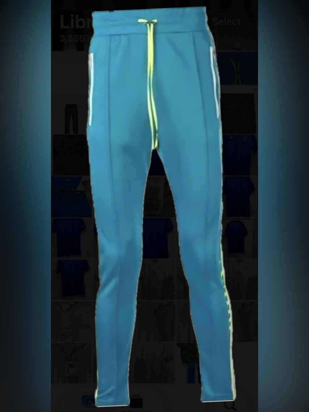AMIRI nwot neon blue track pants joggers with Black leather Lining - designer